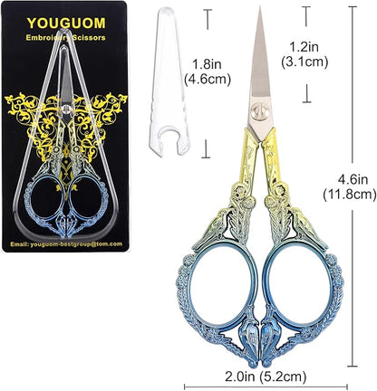 YOUGUOM Small Craft Scissors, Little Travel Sharp Embroidery Scissors All Purpose, Straight Tips Mini Sewing Shears, Precision Detail Thread Cutting Snips