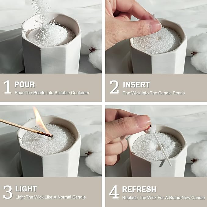 Pearled Candle Cotton Wicks 200-Pack for Sand Candles Making - 2Inch Metal-Free and Lead-Free Refill Sand Wax Wick for Candle Making DIY (White)