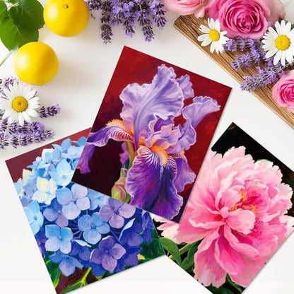 12pcs Pre Drawn Canvas to Paint for Adults, Pre Printed Canvas 8 X 10 Inch, Painting Kits for Adults Home Decor, Ladies Night Party Game, Ready to Paint for Beginners (Flower Close-up)