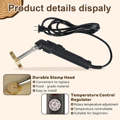 KAINSY Custom Temperature-Controlled Electric Branding Iron for Wood Food, Personalized Logo Metal Stamp, Custom Branding Iron for Cake Leather BBQ, Wood Burning Stamp, DIY Handmade Gifts Branding Kit
