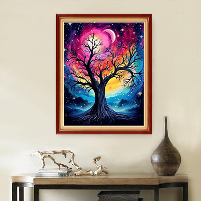 DMCVIVR Stamped Cross Stitch Kits for Beginners Adults Needlepoint Kits for Beginners Embroidery Kits for Adults Crossstitch Kit for Beginners 11CT-Noctilucent Tree 16x20 inch