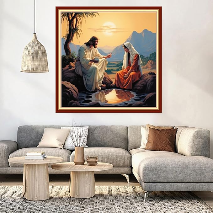 DMCVIVR Stamped Cross Stitch Kits for Beginners Adults Needlepoint Kits for Beginners Embroidery Kits for Adults Crossstitch Kit for Beginners 11CT-Jesus Preaching 18x18 inch
