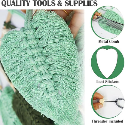 Ewparts Craft Kits for Adults Macrame Kit for Adults Beginners Easy to Make Macrame Wall Hanging Leaf with 4mm Macrame Cord,Instruction Book,Wooden Beads,Metal Combo for DIY Starter Adult Craft Kits