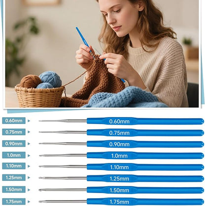 GMAK Crochet Kit for Beginners Adults, 59 PCS Crocheting Sets Include Yarn, Hooks and Tools, Portable Crochet Starter Kit for Making Variety Projects Crocheting Supplies, Blue Flamingo