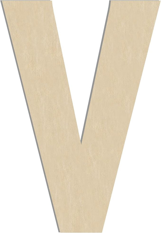 HILAZA 17 Inch Large Wooden Letter V, 1/4 in Thick Big Wood Letter for Wall Decor Crafts