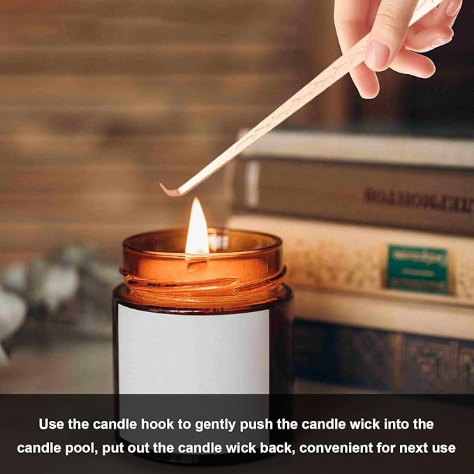 Set of 3, Candle Wick Trimmer, Candle Snuffer and Wick Dipper & Candle Accessory Set, Candle Care Kit for Candle Lover (Rose Gold)