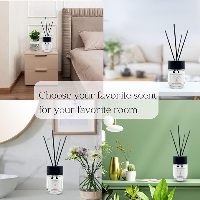 Preston and Lee Reed Diffuser Set | 100 ml (3.4 fl oz) Magnolia and Peony Scent Reed Diffuser Set | Aromatherapy Diffusers | Natural Reed Diffuser Oil for Home and Spa Fragrance