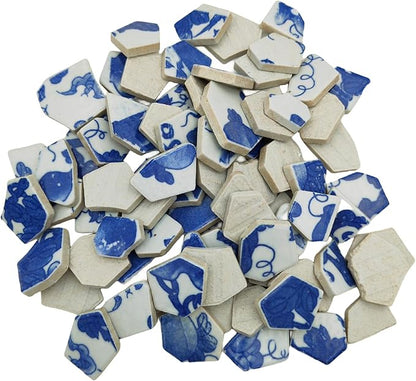 1.1 LB Porcelain Ceramic Mosaic Tiles,Broken Irregular Mosaic Tiles for DIY Craft Floor,Kitchen,Pool, Flower Pots Mosaic Making Supplies (Porcelain 07)