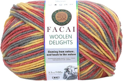 Facai Blend Merino Wool Yarn for Knitting - Worsted Weight,197yds (3.5oz) Ball, Ideal for Sweaters, Scarves, and Accessories (1, Volcano Flower)