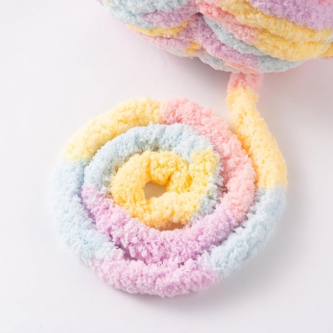 Macaroon Jumbo Chunky Chenille Yarn for Crocheting, Thick Plush Yarn for Hand Knitting Blankets, Super Soft Bulky Yarn for DIY Projects, 2 Jumbo Pack