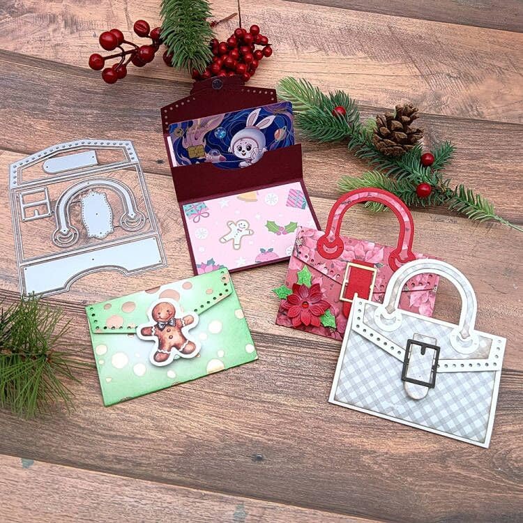 AlinaCraft 1set Card Bag Metal Cutting Die Cut for Handmade Gift Cards Holder Gift Wrap Money Packing Paper Craft Scrapbooking for DIY Holiday Gifts Friends Family Kids Present - Image 4