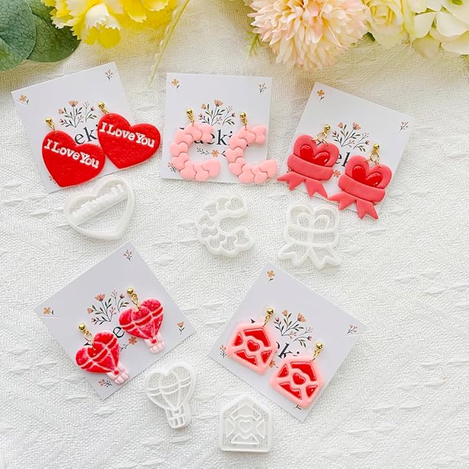 Heart Shape Polymer Clay Cutters Set – Polymer Molds & Clay Cutters for Polymer Clay, Decorative Earring, Clay Tools