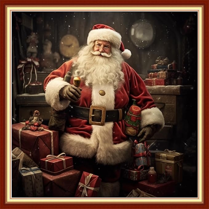 Joyhoor Cross Stitch Kits for Beginners Stamped Cross-Stitch Supplies Needlework preprint Embroidery Kits for Adults DIY Needlepoint Kits Embroidery Patterns 11CT-Santa Claus 18.x18 inch