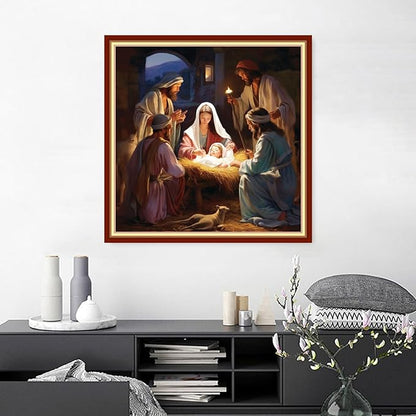 Joyhoor Cross Stitch Kits for Beginners Stamped Cross-Stitch Supplies Needlework preprint Embroidery Kits for Adults DIY Needlepoint Kits Embroidery Patterns 11CT-Nativity 18.x18 inch