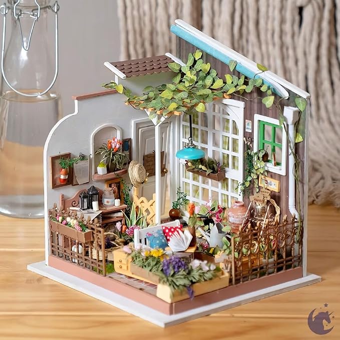 Rolife DIY Miniature House Kit Miller's Garden, Tiny House Kit for Adults to Build, Mini House Making Kit with Furnitures, Halloween/Christmas Decorations/Gifts for Family Friends (Miller's Garden)