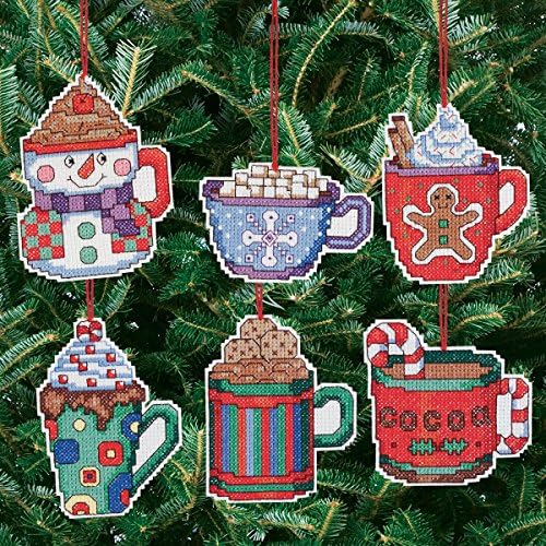 Janlynn Counted Cross Stitch Kit, Coca Mug Ornaments,Brown - Image 2
