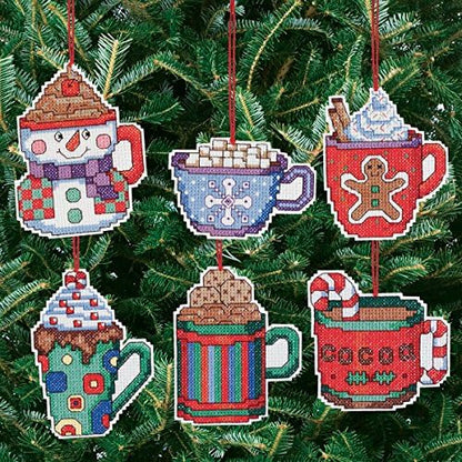 Janlynn Counted Cross Stitch Kit, Coca Mug Ornaments,Brown - Image 2
