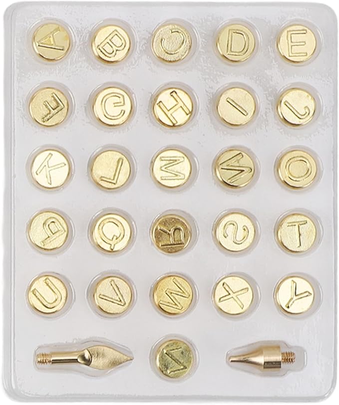 Wood Burning Letter Kit, Woodburning Tips Wood Burning Accessories Alphabet Carving Tip with 26 Letters for Embossing and Carving Crafts