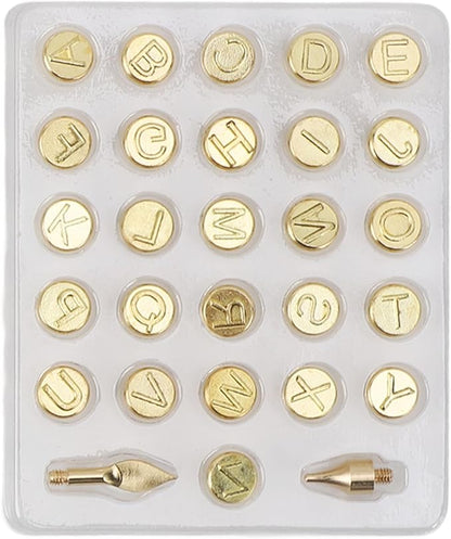 Wood Burning Letter Kit, Woodburning Tips Wood Burning Accessories Alphabet Carving Tip with 26 Letters for Embossing and Carving Crafts