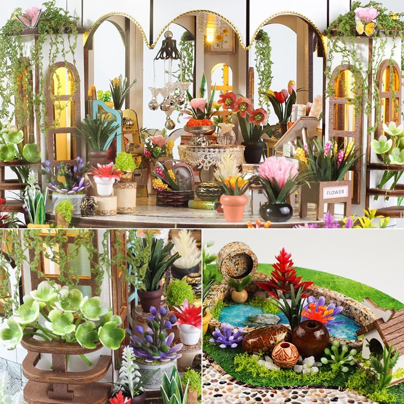 DIY Miniature House Kit, Mini House Building Kit, DIY Book Nook Kit, Tiny Model House for Adults to Build, Beginner 3D Wooden Book Nook, for Family Friends (Hanging Gardens) - Image 4