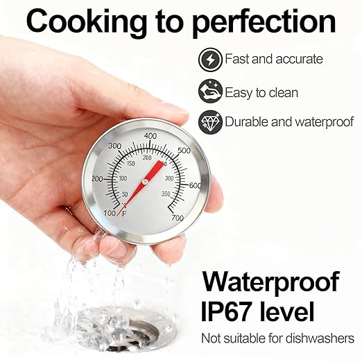 CloudHand 2 inch Grill Thermometer BBQ Thermometer Gauge Smoker Temperature Gauge Grill Pit Replacement Thermometer Stainless Steel Temp Gauge