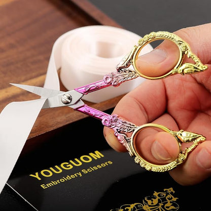YOUGUOM Sewing Embroidery Scissors – Small Precision Detail Scissor for Craft, Artwork, Needlework Yarn, Handicraft DIY Tool, Thread Snips, 4.6in Pink Cute Bird Shears