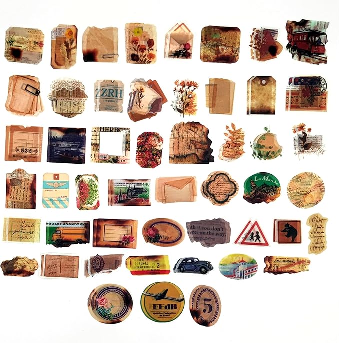 200PCS Vintage Scrapbooking Supplies Pack for Junk Journal Planners Decoupage Paper Scrapbook Stickers Aesthetic Cottagecore Collage Craft Album (Dappled Marks)