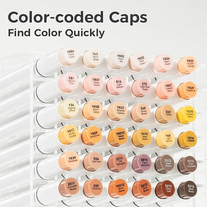 Ohuhu Skin Tone Alcohol Markers Brush Tip - 24 Portrait Skin Color Markers for Artist Adults Coloring Illustration - Chisel and Brush Dual Tips - Honolulu - Refillable - AP Certificated
