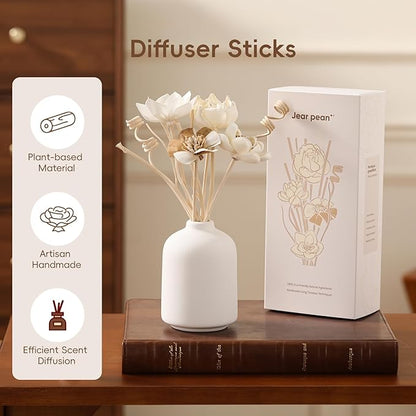 Reed Diffuser Sticks, Reed Diffuser Sticks Flowers, Reed Diffusers Set for Bathroom, Reeds Diffuser for Home, Bedroom Decor, Office,12Pcs, Natural Flower