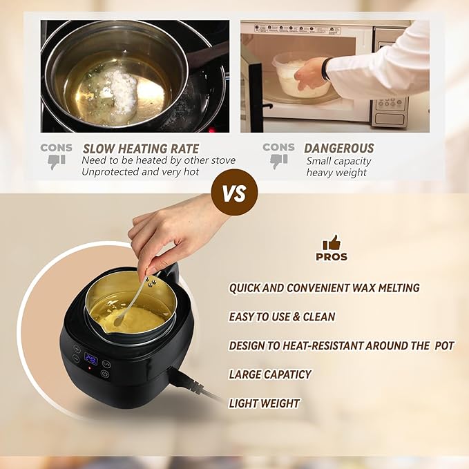 TCFUNDY Candle Wax Melter Making Pot, 1L Electric Candle Maker 200W, with Digital Temperature Display, with Aluminum Pour Pot
