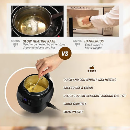 TCFUNDY Candle Wax Melter Making Pot, 1L Electric Candle Maker 200W, with Digital Temperature Display, with Aluminum Pour Pot