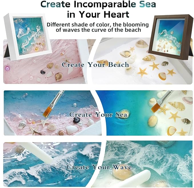 iLAND Craft Kits for Adults DIY UV Resin Kit Beach Themed Crafting Ocean Resin Art Creative Adult Crafts for Women Resin Art Set for Beginers Crafty Gifts for Women Teen Girls on Christmas Romantic