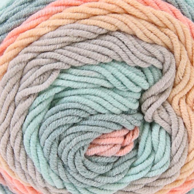 Franel Cotton Acrylic Yarn-45% Cotton 55% Acrylic, 2 Skeins of 100g Each, Gradient-Light Blue Gray Orange Coral, Perfect for Crocheting Knitting Scarves Shawls Blankets Gradient Variegated Yarn