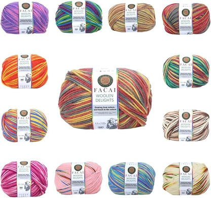 Facai Blend Merino Wool Yarn for Knitting - Worsted Weight,197yds (3.5oz) Ball, Ideal for Sweaters, Scarves, and Accessories (1, Volcano Flower)