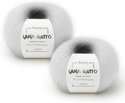 Silk Mohair Luxury Yarns, Premium and Soft Blend for Knitting, Made in Italy (White - 6027, 2)