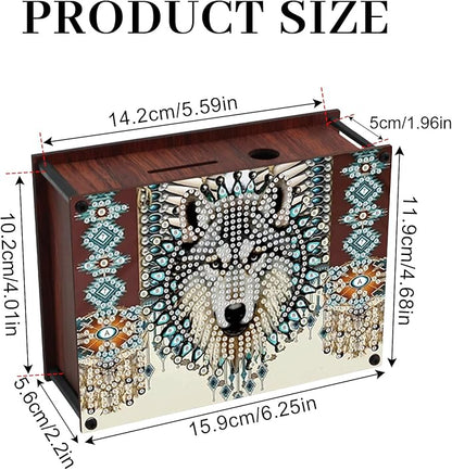 DIY Diamond Painting Money Box Kit, Wolf Head Adult 5D Diamond Art Money Box, Creative Coin Diamond Art Storage Jar, Suitable for Birthdays, Christmas, Home Decor Handicraft Gifts