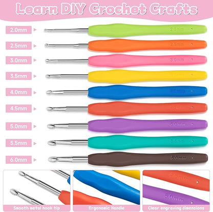 GMAK Crochet Kit for Beginners Adults, 59 PCS Crocheting Sets Include Yarn, Hooks and Tools, Portable Crochet Starter Kit for Making Variety Projects Crocheting Supplies, Pink Alpaca