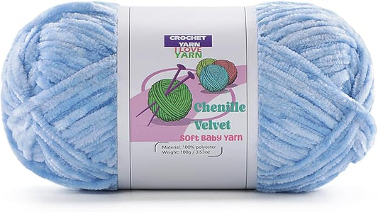 1 Skeins Soft Fluffy Velvet Yarn, Chenille Chunky for Hand Knitting and Crocheting DIY Craft, Amigurumi Crochet Yarns（196.8yds, 3.5oz） (Light Blue)