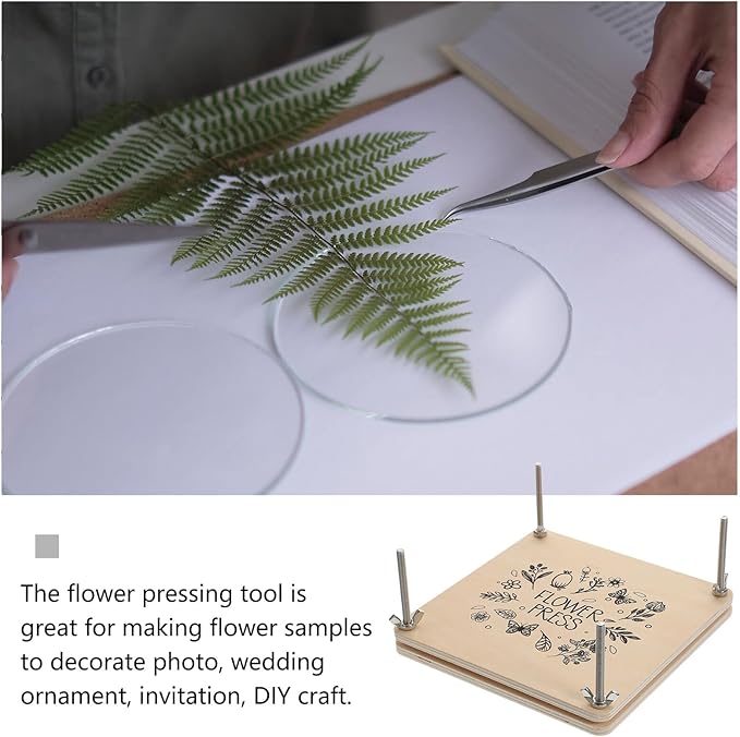 Abaodam Portable Flower Press Kit for Specimen Making Dried Flower and Leaf Pressing Tool Easy Carry DIY Craft for Adults for Scrapbooks Cards Wedding Decor