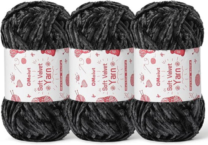 3x100g Fluffy Velvet Chenille Yarn for Crocheting and Knitting, 3x87.4yd Baby Yarn for Crocheting Soft, Crochet Chunky Yarn Amigurumi Yarns (Carbon Grey)