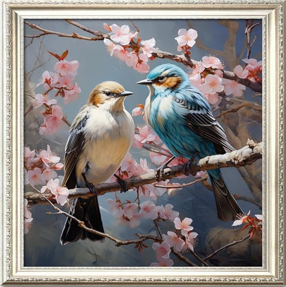 Leczany Cross Stitch Stamped Kit for Adults - Two Brid | DIY Embroidery Starter Patterns Craft Kit Needlepoint for Beginner | 11CT, 3 Strands | 19.7x19.7 inches