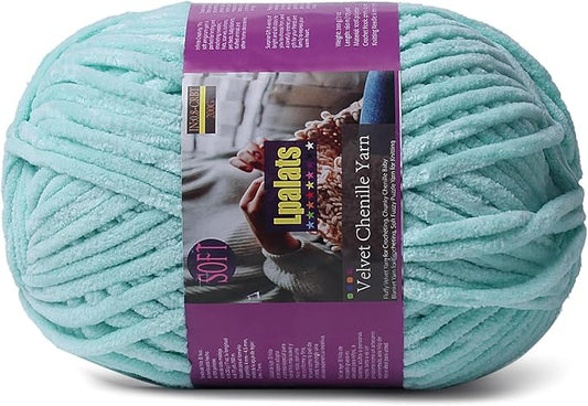 Chunky Chenille Yarn for Crocheting - 200g/7oz Baby Blanket Yarn for Crocheting Soft - 175 Yards Fluffy Thick Plush Yarns for Knitting Blankets Amigurumi (1, Aqua Green)
