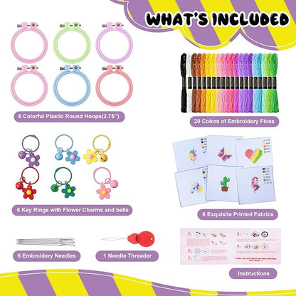 Chuangdi 6 Sets Cross Stitch Kits for Beginners Embroidery Kit Cross Stitch for Beginner Embroidery Stitches Practice Needlepoint for Starters