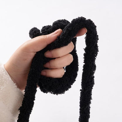 Black Jumbo Chunky Chenille Yarn for Crocheting, Thick Plush Yarn for Hand Knitting Blankets, Super Soft Bulky Yarn for DIY Projects, 2 Jumbo Pack