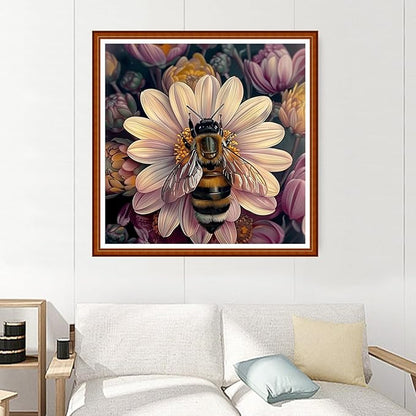 Joyhoor Stamped Cross Stitch Kits for Beginners Needlepoint Kits for Adults Embroidery Kits 11CT Counted Cross Stitch Kits Printed Embroidery Pattern- Bees Gather Nectar 18x18 inchs