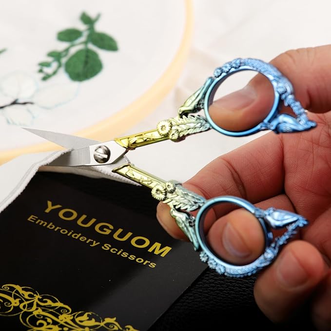 YOUGUOM Small Craft Scissors, Little Travel Sharp Embroidery Scissors All Purpose, Straight Tips Mini Sewing Shears, Precision Detail Thread Cutting Snips