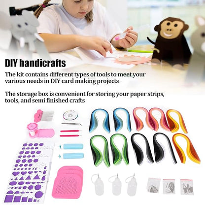 TengXiCLP Quilling Kits DIY, Paper Quilling Tool Kit with Electric Pen, Complete Craft Supplies Set for Beginners, Colorful Decorative Handicrafts with Storage Box, Glue Bottles and 1000 Pap