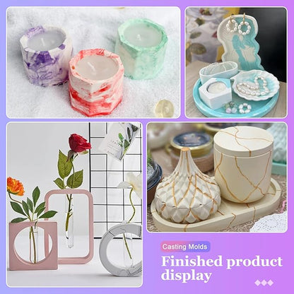 Resin Casting Powder 2000g (Packaging Upgrade), 20~30 Minutes Demold, Water Activated Plaster Powder for Craft Casting, Easy Mixing and Self Leveling