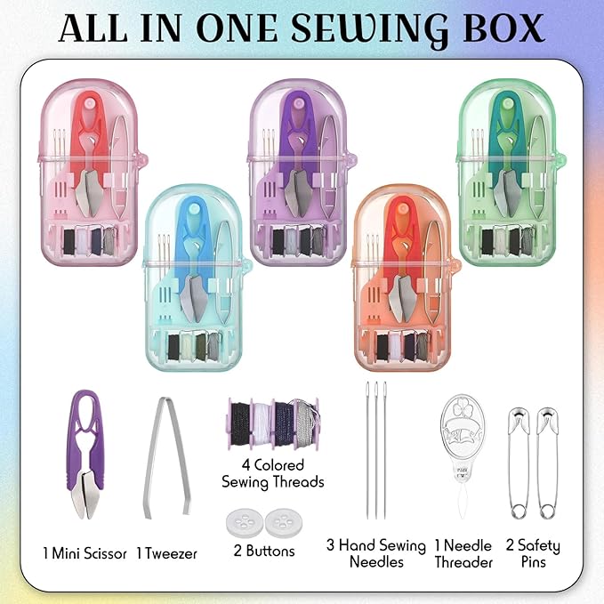Solsew 10 Pieces Mini Travel Sewing Kit Bulk Portable Small Emergency Sewing Kit Mini Sewing Box for Traveler Hotel Charity Homeless Christmas Stocking Stuffer Gift