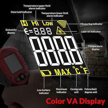WGGE Infrared Thermometer Gun WG-127B, Digital IR Thermometer for Cooking, Candy, Food, Pizza Oven, Grill & Engine, Temp Reader -58℉~1112℉(-50℃~600℃) Non-Contact Temperature Gun (Not for Human)